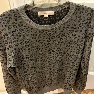NWT ANN TAYLOR LOFT GREY LEOPARD SWEATER